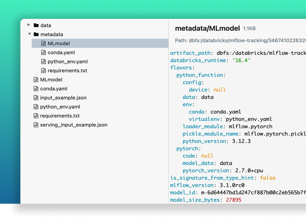 MLflow model packaging screenshot