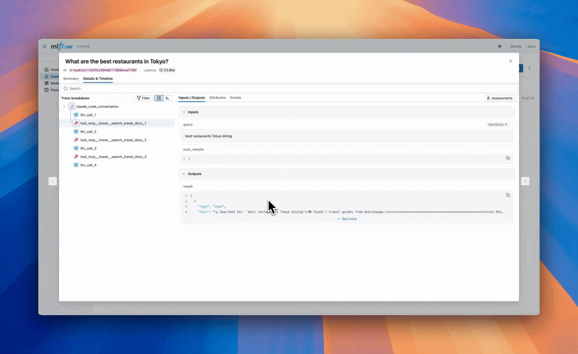 MLflow Trace UI showing redundant retrieval steps in our traces